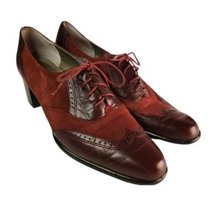 Urban Cowgirl Rust Leather & Suede Bos R Hommerson Lace-Up Heels
